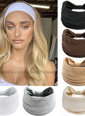 Vintage Solid Color Yoga Headband Knotted Wide Hairband Turb