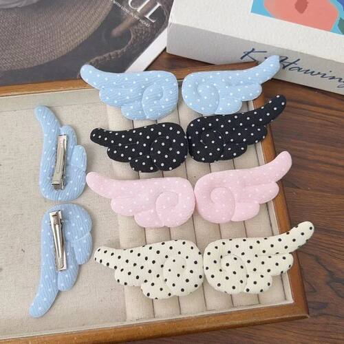 Sweet Cute Polka Dot Angel Wings Hairclips for Women Girls D