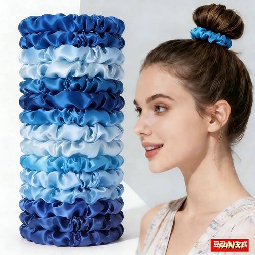 1/30/60/100pcs bulk hair scrunchies satin women blue small 6