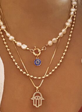 Classic Pendant Necklace for Women Micro Zircon Turkish Luck