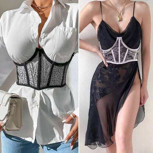Corset with Lace Cummerbunds Belts for Women Elastic Tight H