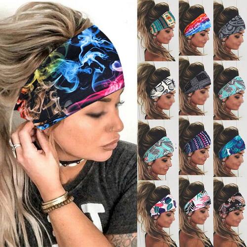 Boho Turbans Yoga Elastic Head Wrap Women Headband Wide Hair