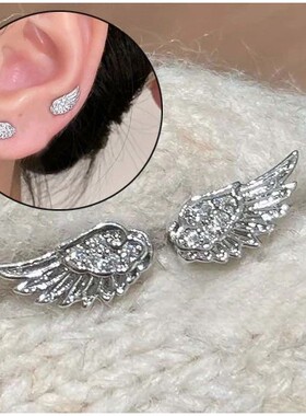 Fashion Zircon Wing Stud Earrings for Women Luxury Shiny Cry