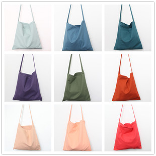 纯色斜挎布袋单肩帆布包环保袋棉麻简约文艺日系小清新学生书袋新