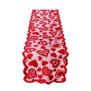 Valentine's Day Decoration Table Runner Romantic Lace Red He
