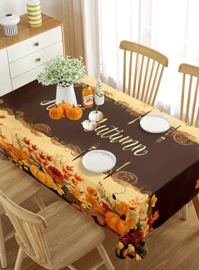 Fall Thanksgiving Rectangular Tablecloths Hello Autumn Pumpk