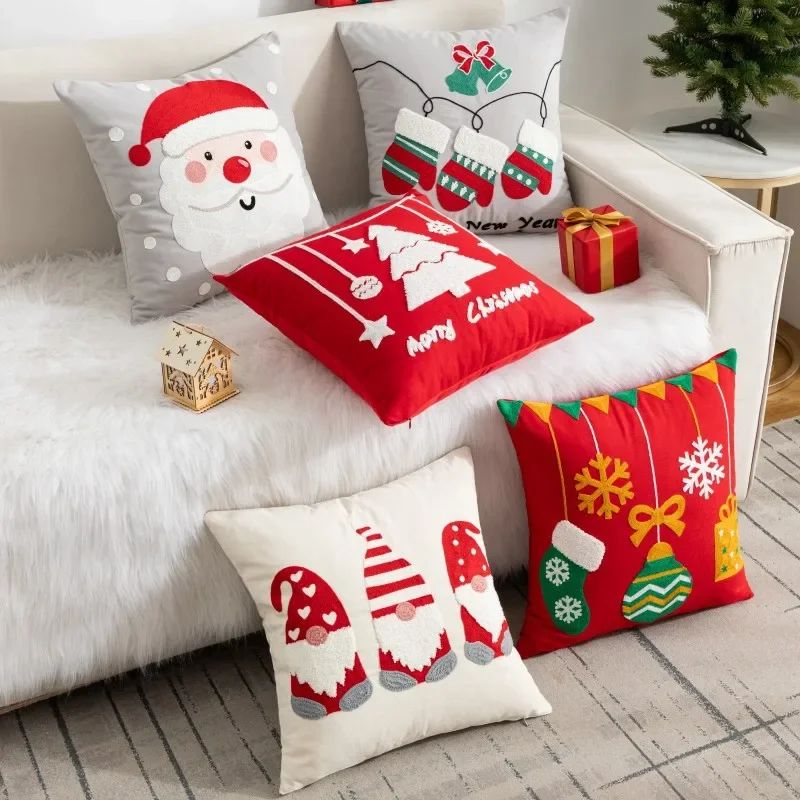 Christmas Pillow Cover Decorative Santa Claus Cartoon Printe