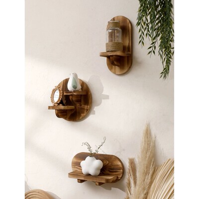 Oval Wooden Shelves Floating Wall Shelf Wall Decor Wall Moun