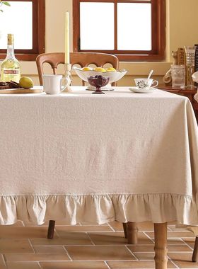 Cotton Fabric Table Cloth Washable White Tablecloth for Wedd