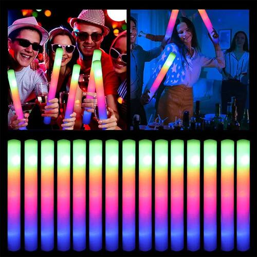 15/30Pcs LED Glow Sticks Bulk Colorful RGB Glow Foam Stick C