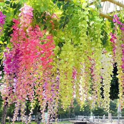 1pcs Artificial Wisteria Flowers Ratta Extra Long Thick Vine