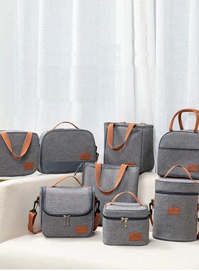 Fashion Portable Gray Tote Insulation Lunch Bag for Office W