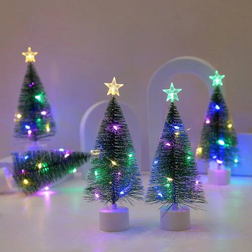 Mini Christmas Trees with LED Light Decor Tabletop Crafting