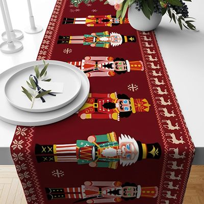 Christmas Nutcracker Red polyester Table Runner Xmas Holiday