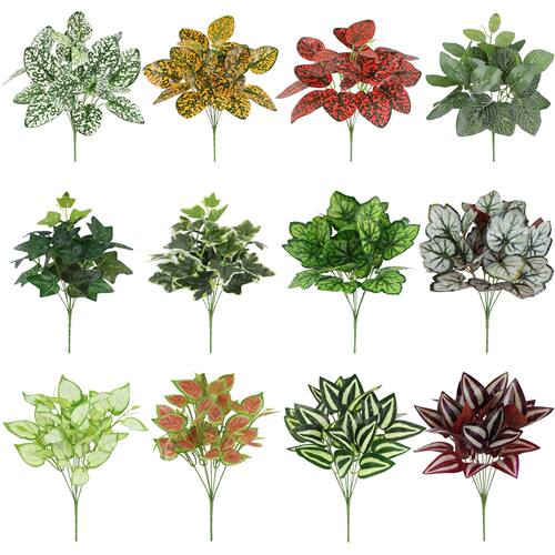Multiple simulated green plants, seven headed creeping maple