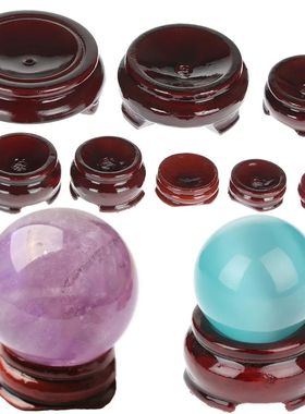 Natural Wood Holder Globe Base Miniature Display Stand Statu