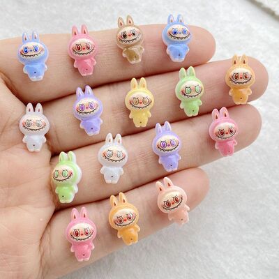 50pcs Resin Colorful Mini Cartoon Animal Rabbit Nail Art Fla