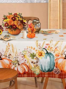 Fall Thanksgiving Rectangle Tablecloths Autumn Pumpkin Buffa