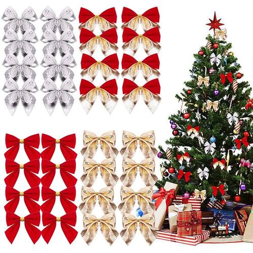 12Pcs 5cm Bow Christmas Decorations Xmas Tree Pendant Orname