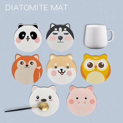 Cute Animal Coaster Diatomite Circular Water Cup Mat Heat-ul