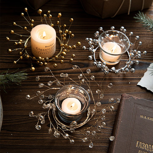 Christmas Acrylic Candlestick Decorative Wreath Table Window