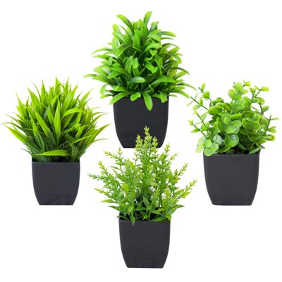 1pc Fake Plant Black Pot, Mini Artificial Eucalyptus Potted