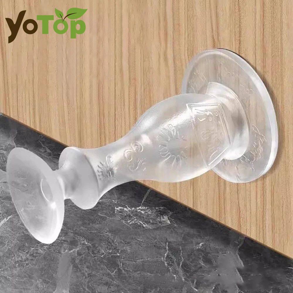 Transparent Silicone Door Stopper Wall Protector No Drilling