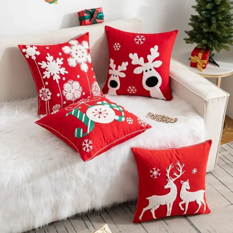 Christmas Pillow Cover Decorative Santa Claus Cartoon Printe