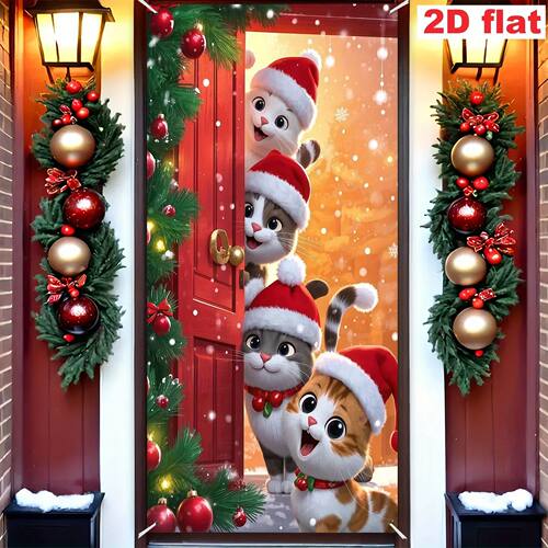 Christmas Decor Door Cover Merry Christmas Door Photography