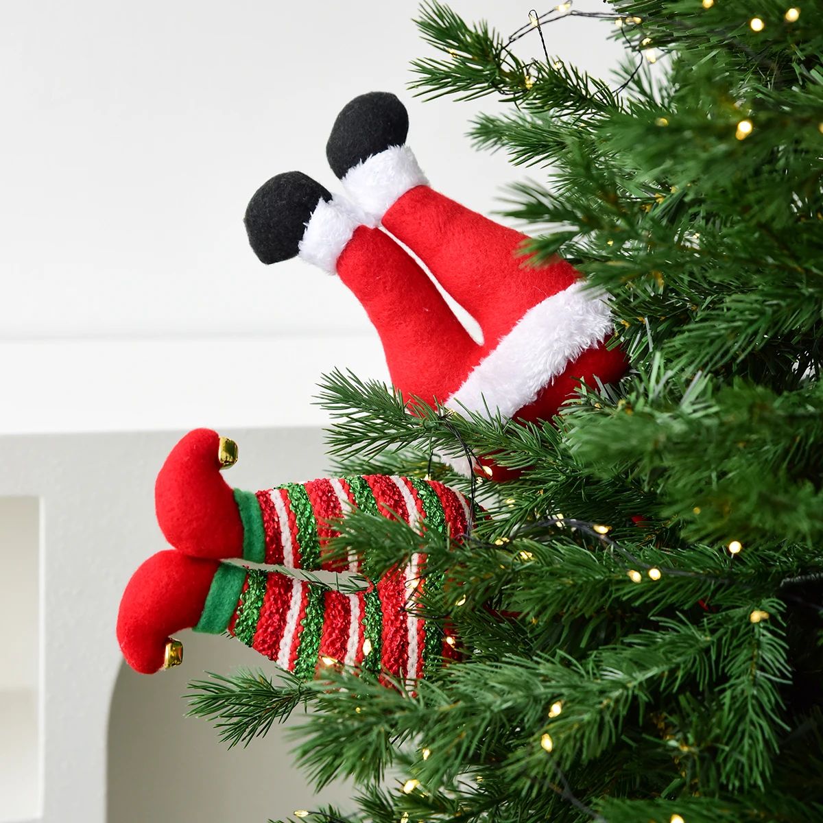 1 piece, Christmas elf figurine leg ornament, vase flower de