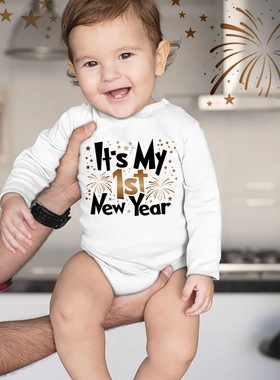 It's My 1st New Year Long Sleeve Cotton Baby New Year Christ