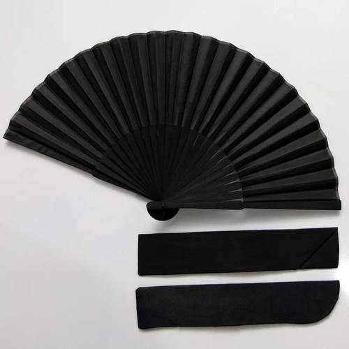 Vintage Black Chinese Style Folding Fans Kung Fu Fan Wedding