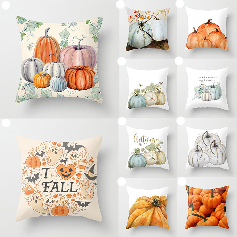 Halloween Pillow Case Linen Sofa Pumpkin Ghosts Cushion Cove图片