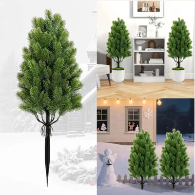 2pcs Artificial Pine Needle Christmas Trees - Realistic Indo