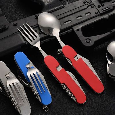Tablespoon Set 4 In 1 Foldable Spoon Knife Fork Bottle Opene