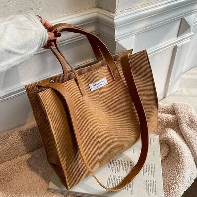 Handbags for Women Corduroy Satchel Shoulder Bags Ladies Tot