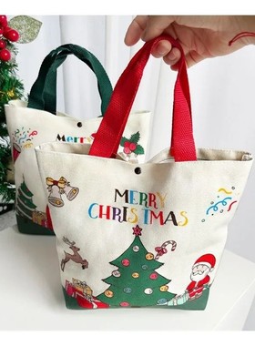 Christmas Gift Bag Cartoon Santa Claus Elk Xmas Tree Handhel