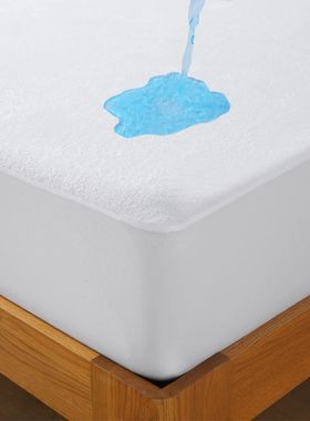 1pc Soft Terry Cloth Waterproof Elastic Fitted Sheet, Breath