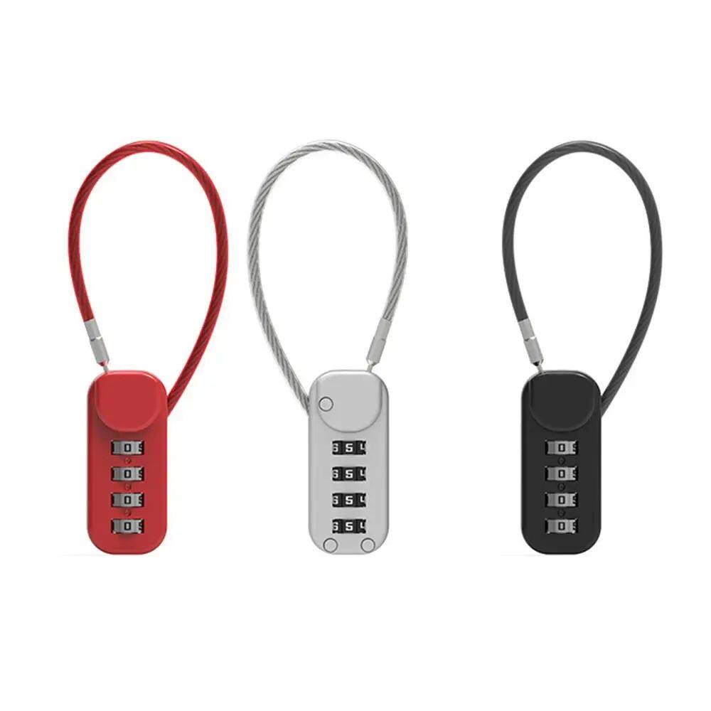 Portable Zinc Alloy 4 Digit Password Lock Wire Rope Anti-the