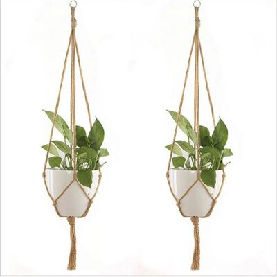 Gardening Green Plant Hanging Basket Cotton Rope Hanger Flow