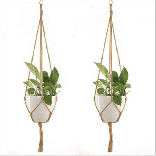 Gardening Green Plant Hanging Basket Cotton Rope Hanger Flow
