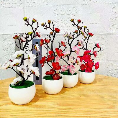 Simulation Plum Flower Pot Plant Artificial Plastic Fake Flo