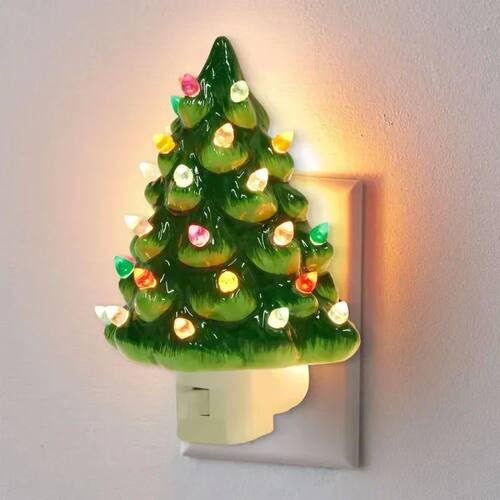 Resinous Christmas Tree Night Light Two Colours Ceramic Chri