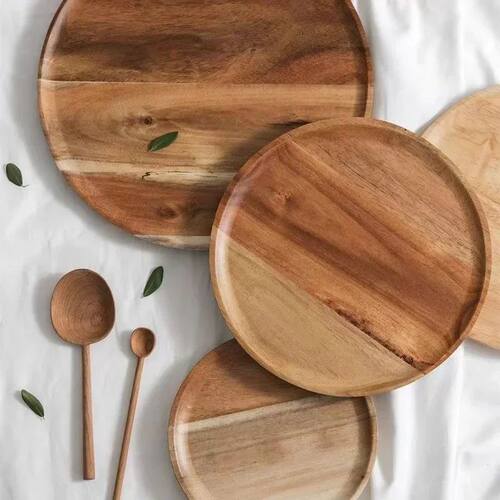 15/20/25cm Wooden Round Serving Platter Tray Retro Wood Pizz