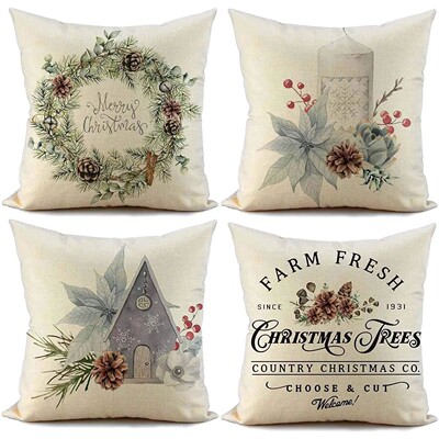 Home Christmas decoration linen pillowcase sofa cushion cove
