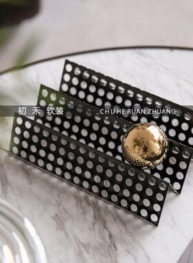 样板间茶几镂空屏风金属球摆件