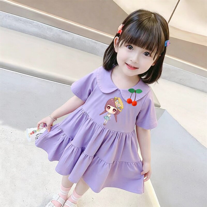 女童短袖裙子公主裙2026夏季新款女宝宝洋气甜美娃娃圆领连衣裙