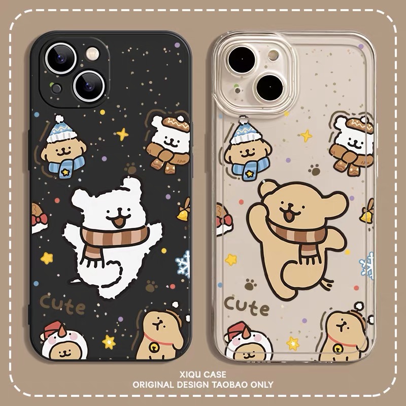 围巾情侣小狗手机壳适用苹果17/16/15卡通14可爱13promax软iphone12 11X防摔