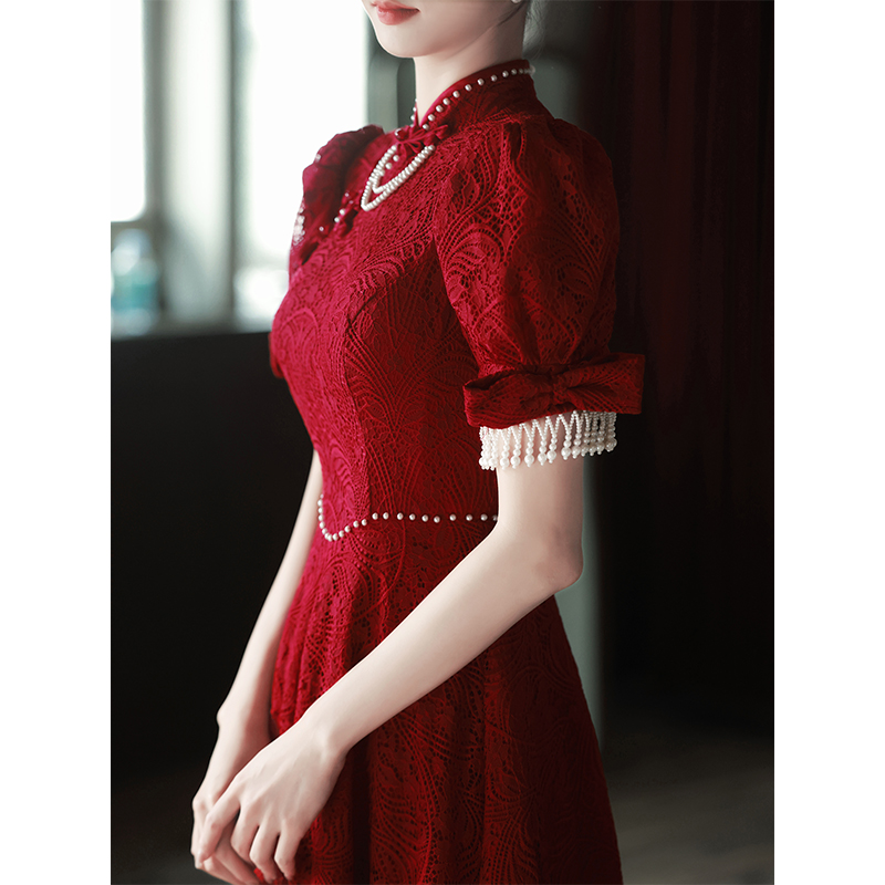 旗袍敬酒服新娘中式订婚连衣裙