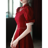 旗袍敬酒服新娘中式 订婚连衣裙轻奢小众高端中长款 回门服平时可穿